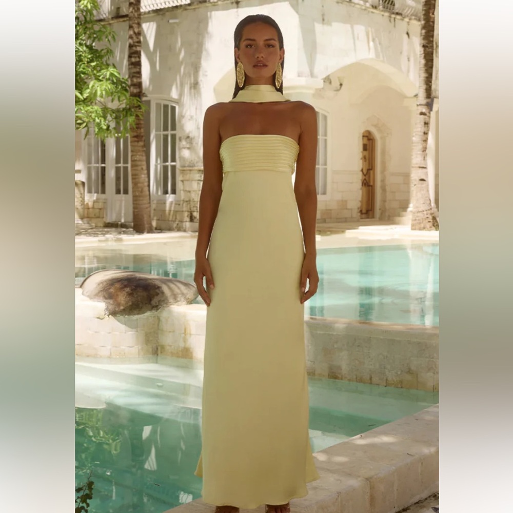 Runaway the label: ELSA STRAPLESS SCARF MAXI DRESS - butter yellow